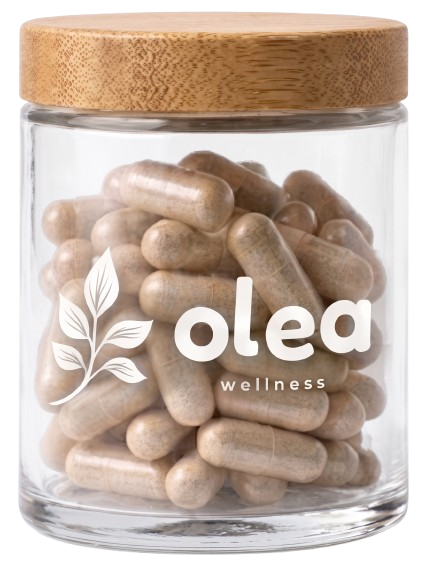 Olea glass capsule jar with bamboo lid